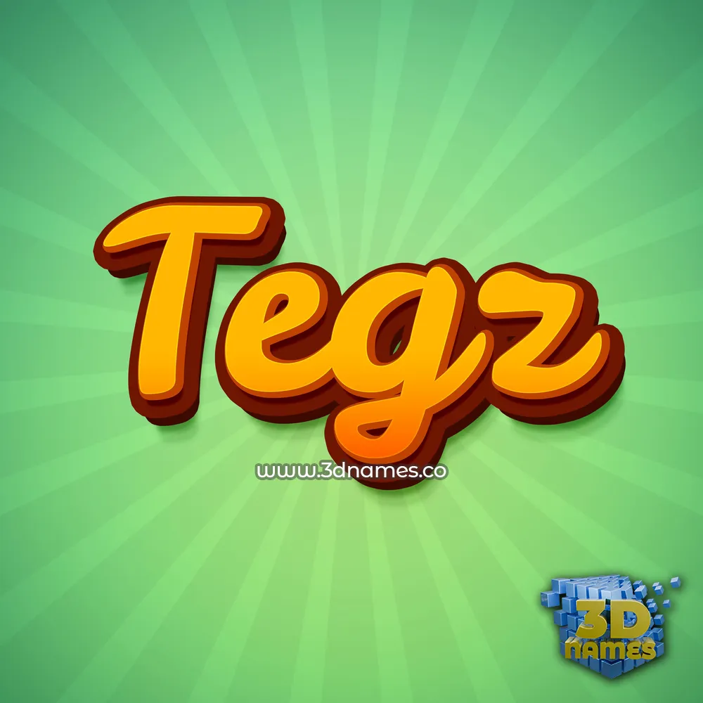 tegz in Green Rays style - 3D name wallpaper