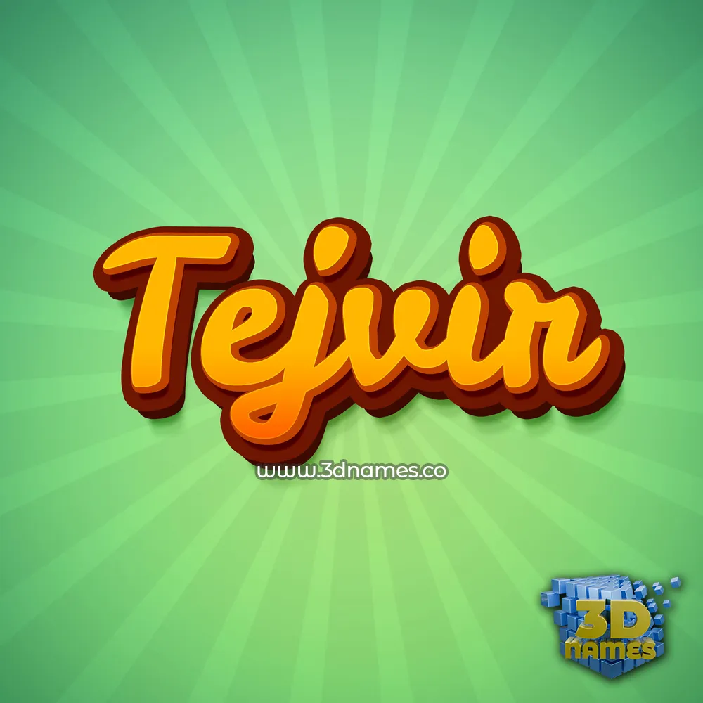 tejvir in Green Rays style - 3D name wallpaper