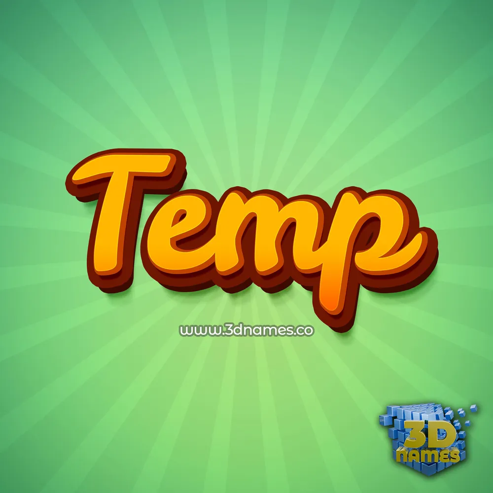 temp in Green Rays style - 3D name wallpaper
