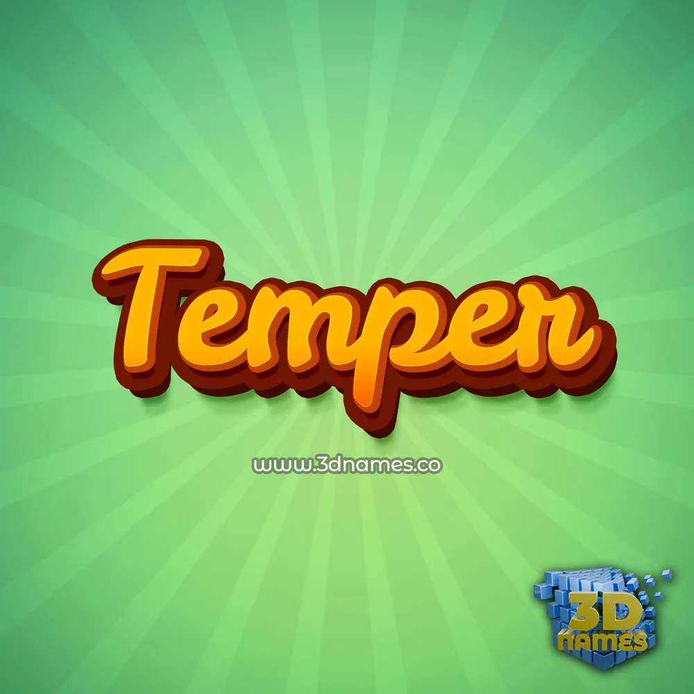 temper in Green Rays style - 3D name wallpaper