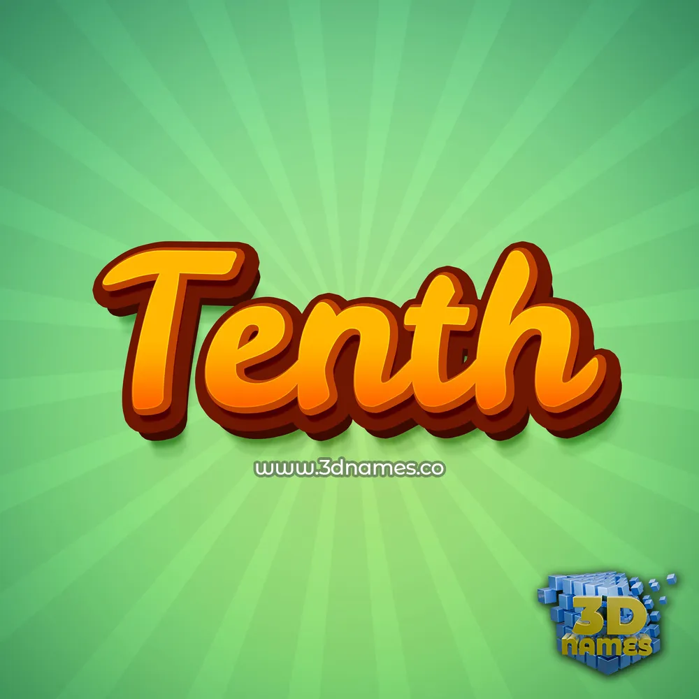 tenth in Green Rays style - 3D name wallpaper