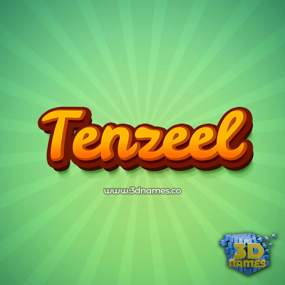 tenzeel in Green Rays style - 3D name wallpaper
