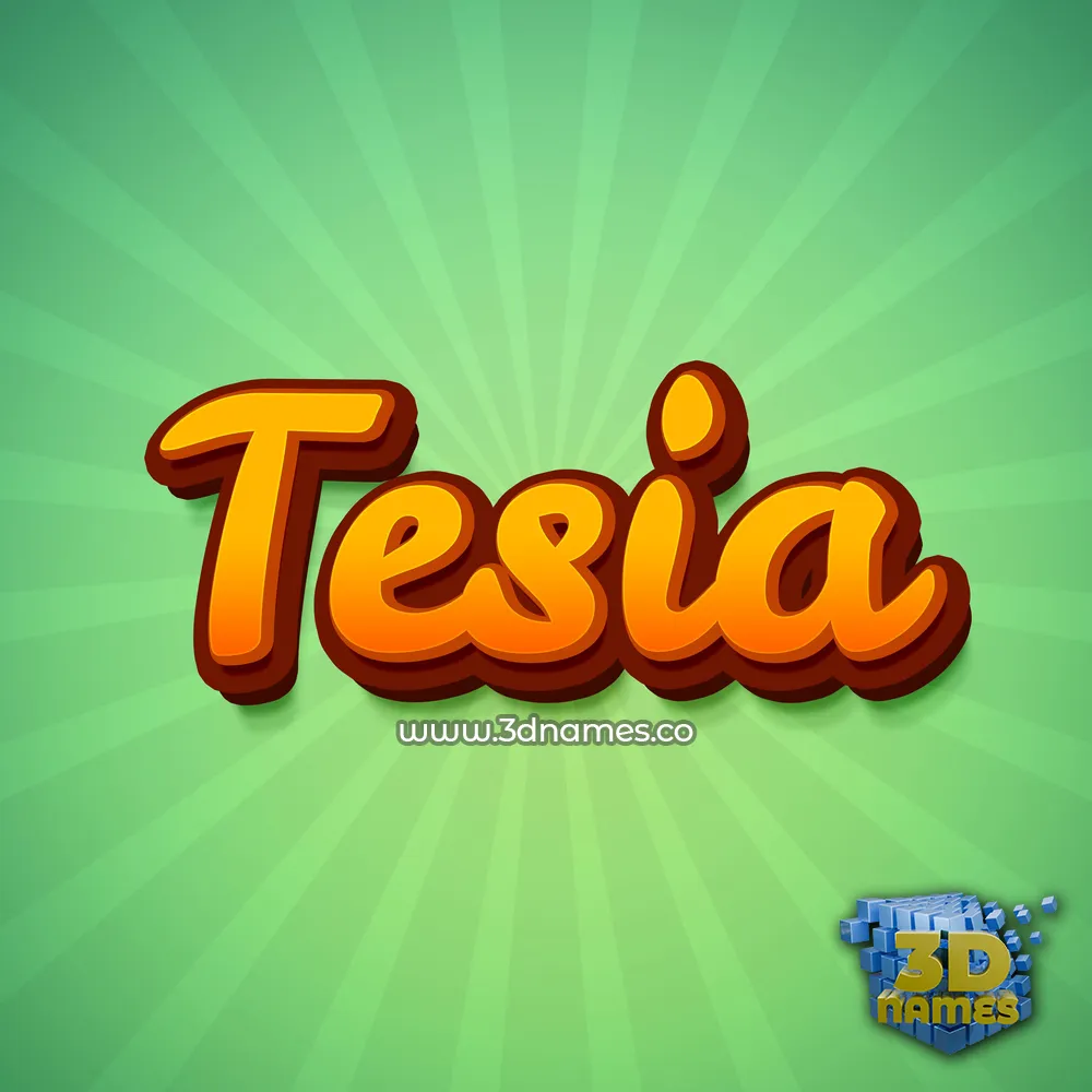 tesia in Green Rays style - 3D name wallpaper