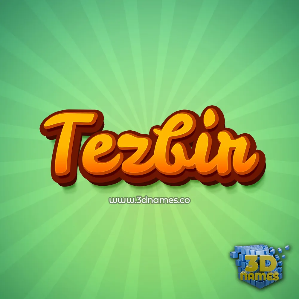 tezbir in Green Rays style - 3D name wallpaper