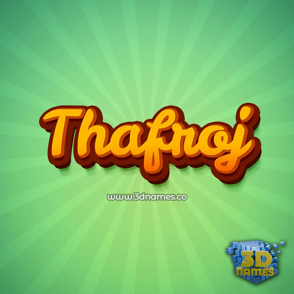 thafroj in Green Rays style - 3D name wallpaper