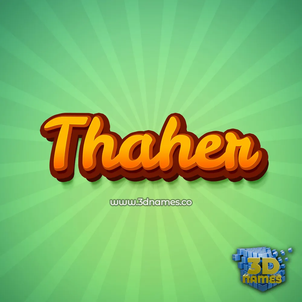 thaher in Green Rays style - 3D name wallpaper