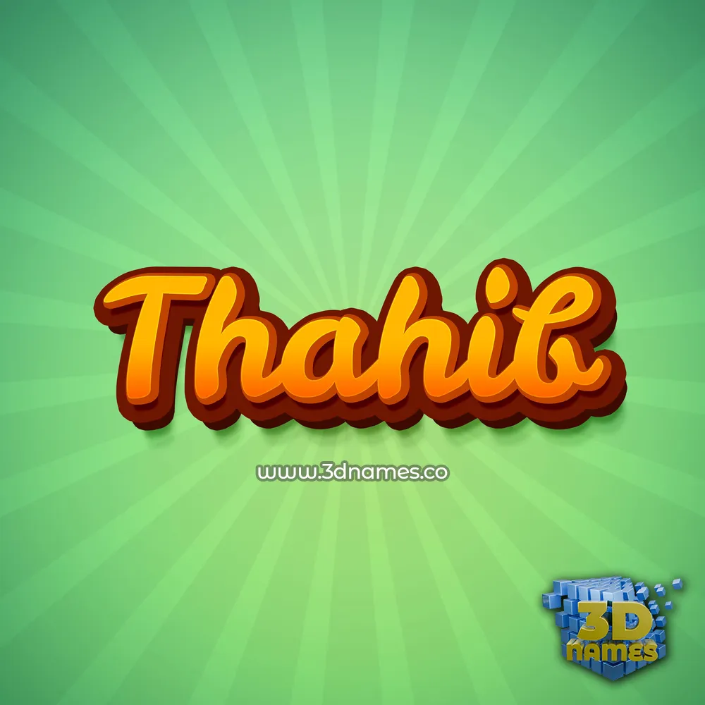 thahib in Green Rays style - 3D name wallpaper
