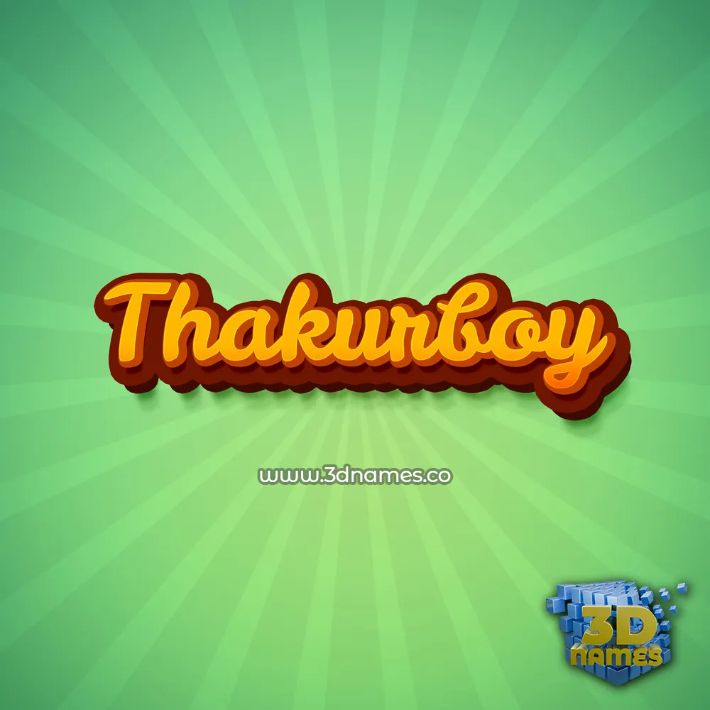 thakurboy in Green Rays style - 3D name wallpaper