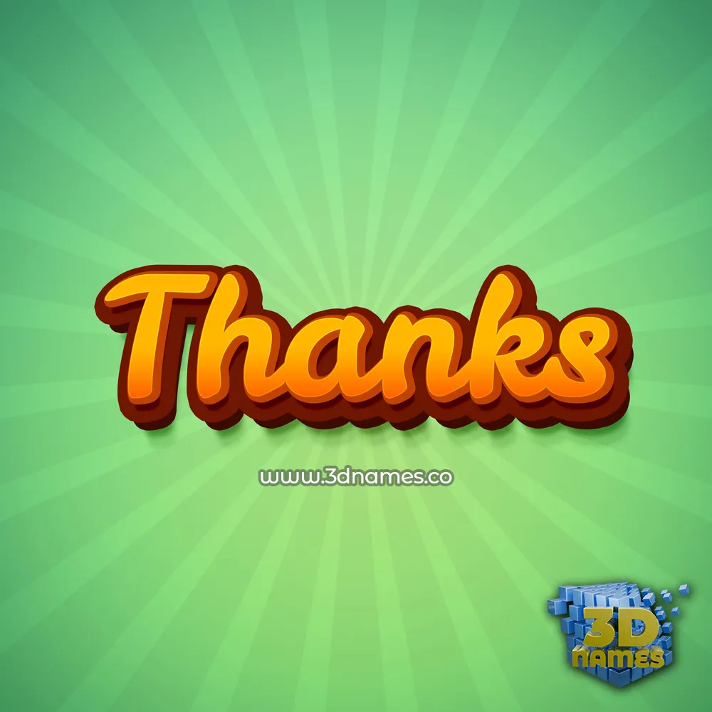 thanks in Green Rays style - 3D name wallpaper