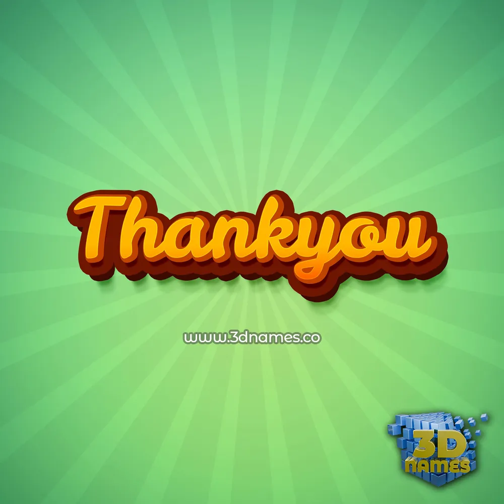 thankyou in Green Rays style - 3D name wallpaper