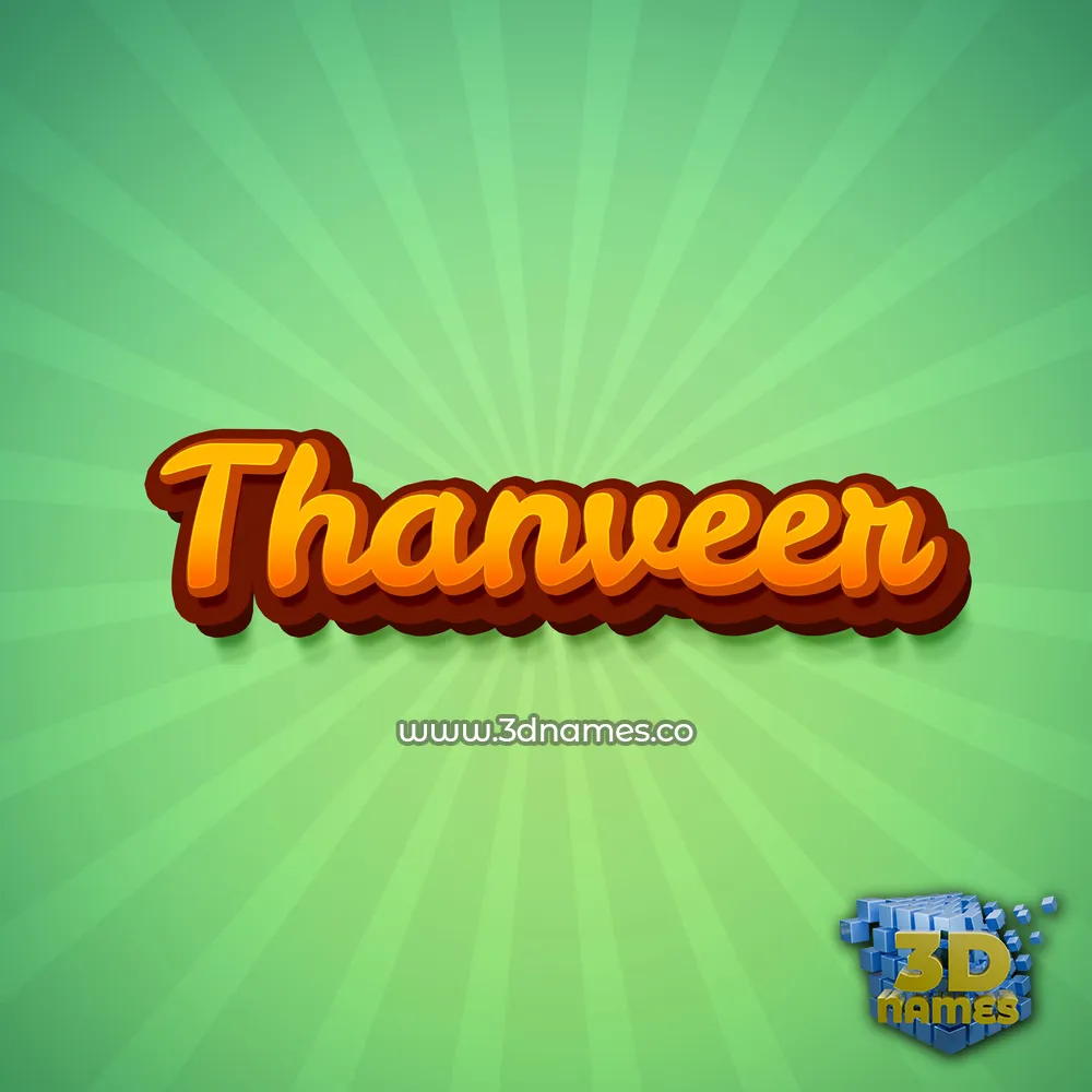 thanveer in Green Rays style - 3D name wallpaper