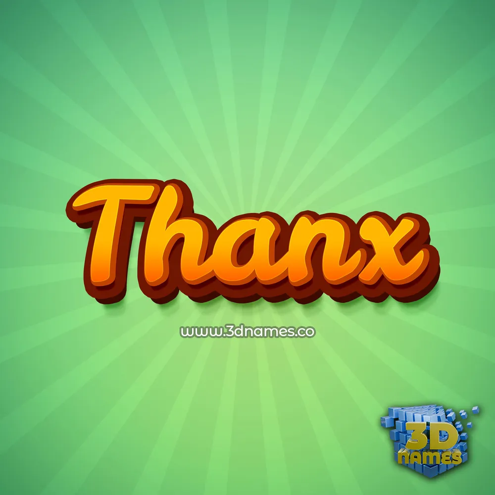 thanx in Green Rays style - 3D name wallpaper