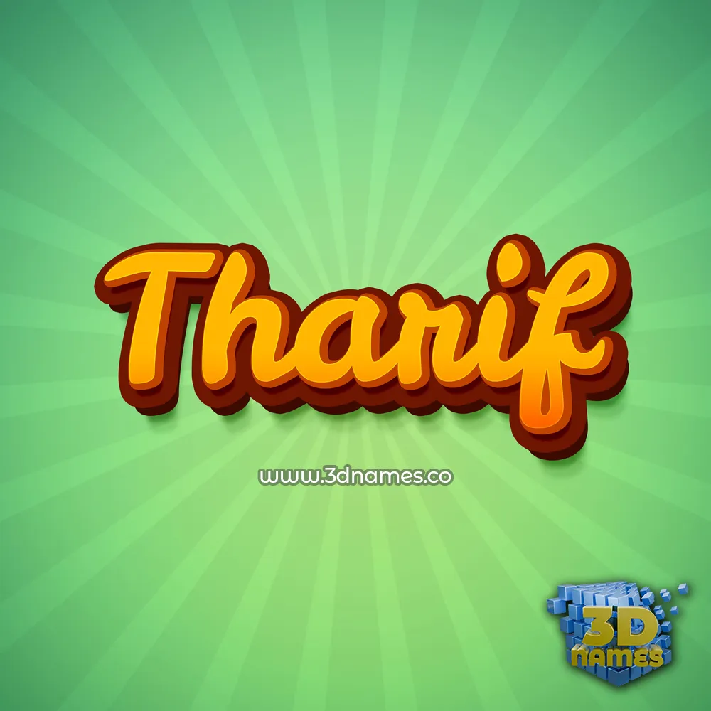 tharif in Green Rays style - 3D name wallpaper