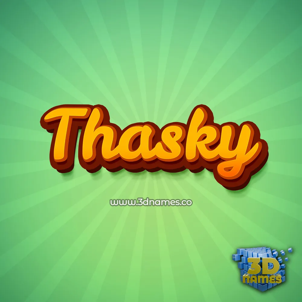thasky in Green Rays style - 3D name wallpaper
