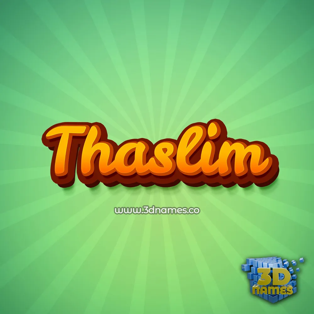 thaslim in Green Rays style - 3D name wallpaper