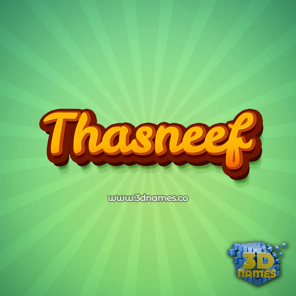 thasneef in Green Rays style - 3D name wallpaper