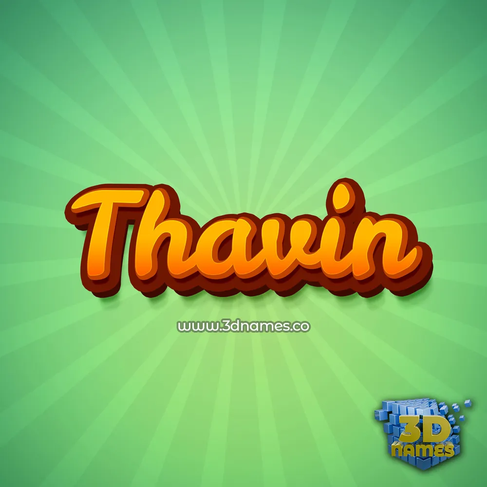 thavin in Green Rays style - 3D name wallpaper