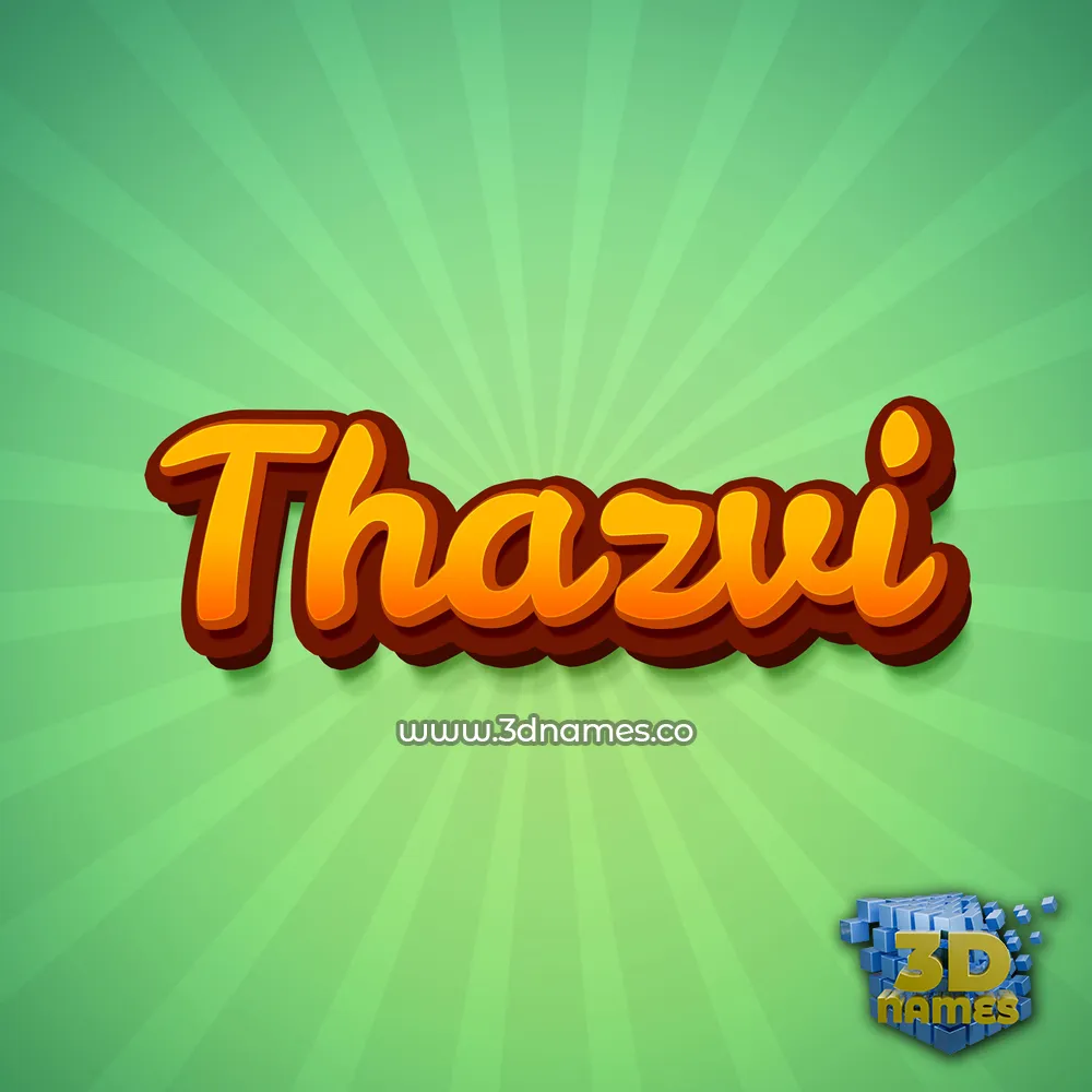 thazvi in Green Rays style - 3D name wallpaper