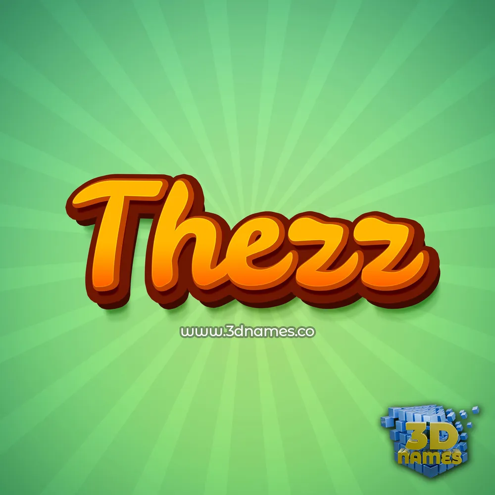 thezz in Green Rays style - 3D name wallpaper