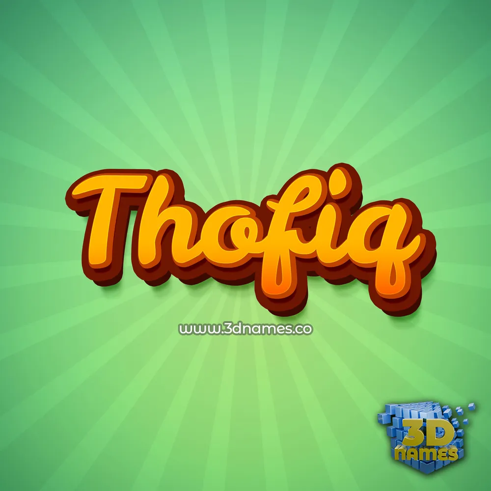 thofiq in Green Rays style - 3D name wallpaper