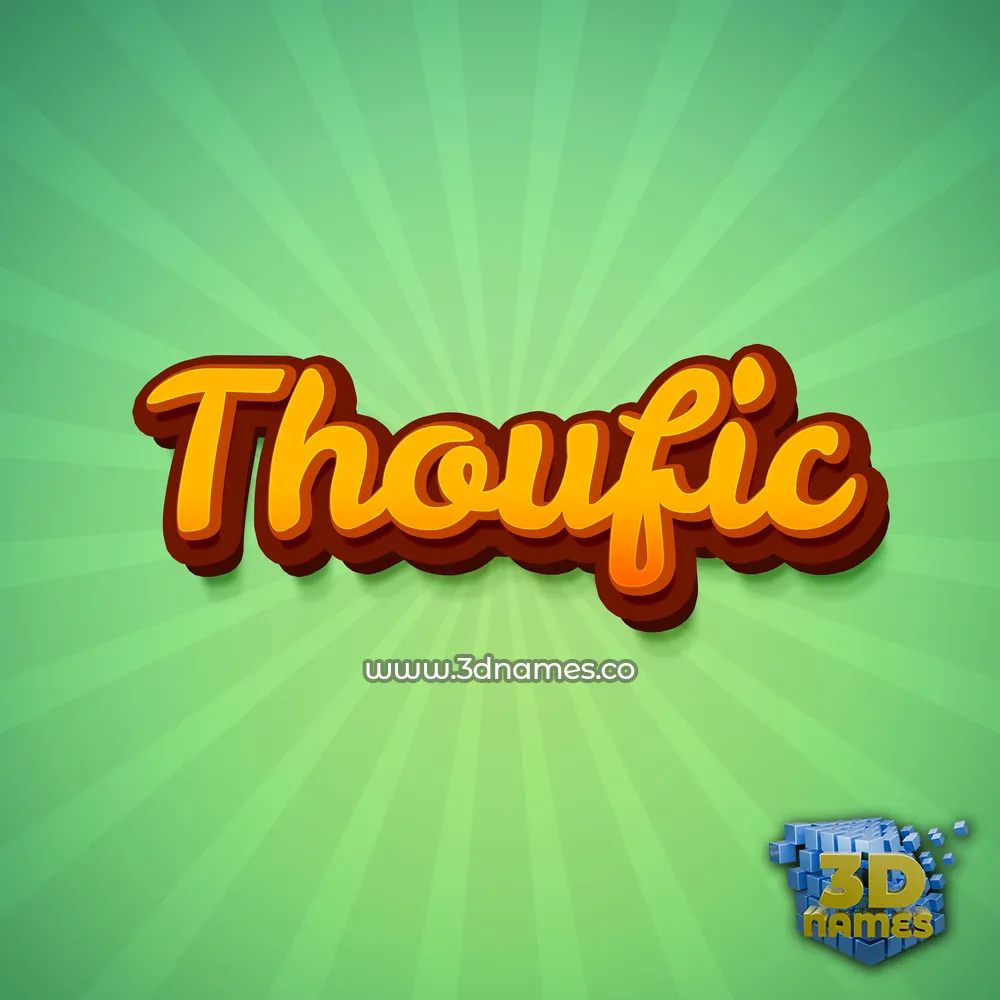thoufic in Green Rays style - 3D name wallpaper