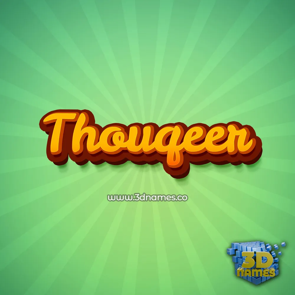thouqeer in Green Rays style - 3D name wallpaper