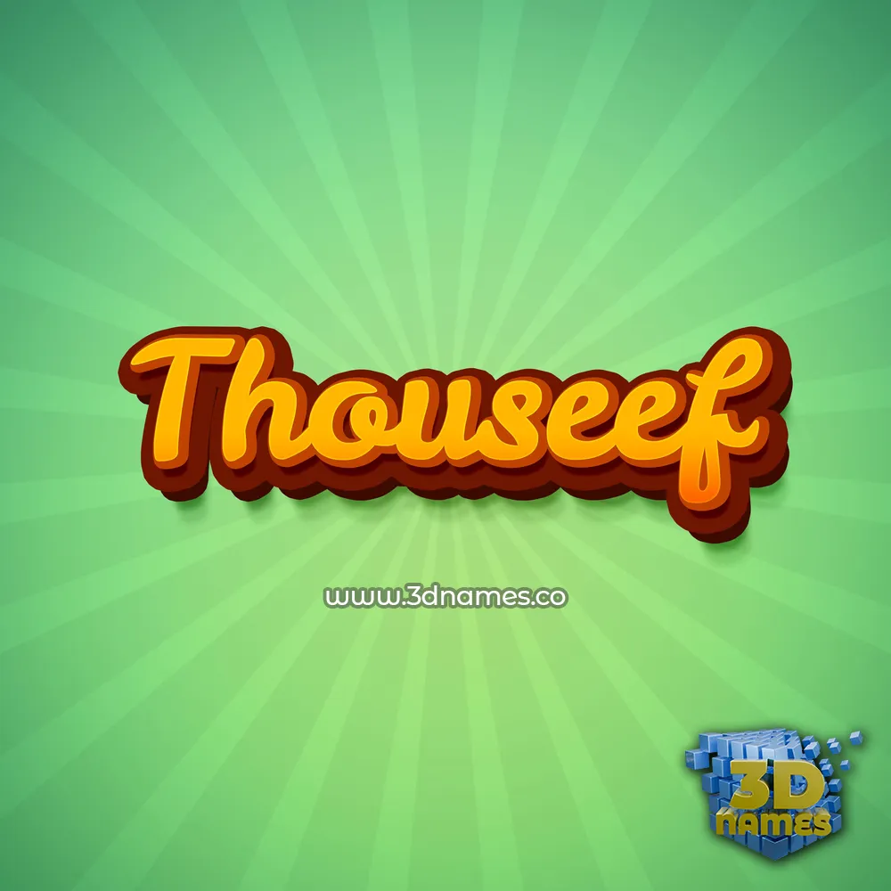 thouseef in Green Rays style - 3D name wallpaper