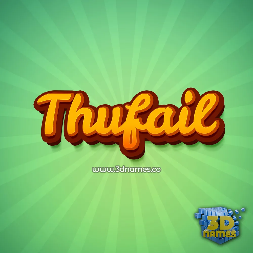 thufail in Green Rays style - 3D name wallpaper