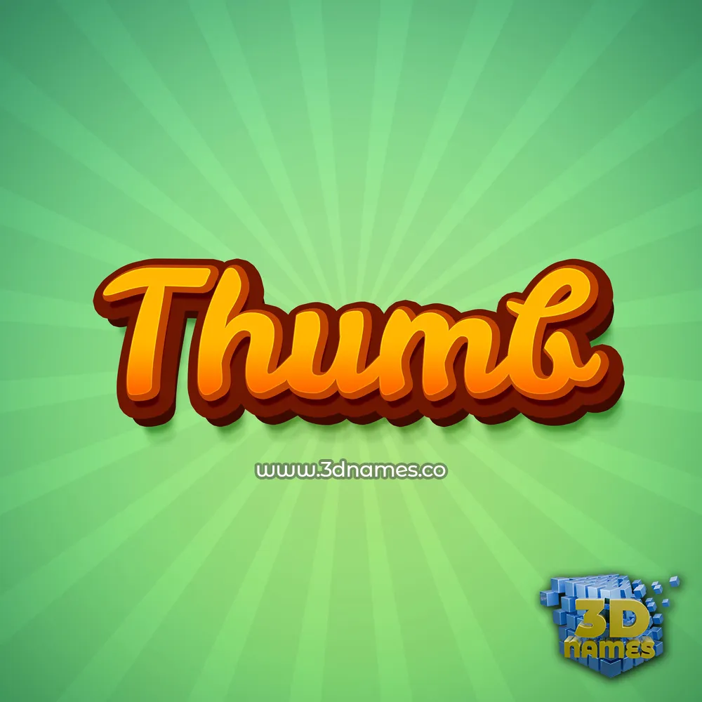 thumb in Green Rays style - 3D name wallpaper