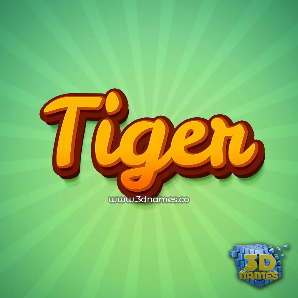 tiger in Green Rays style - 3D name wallpaper