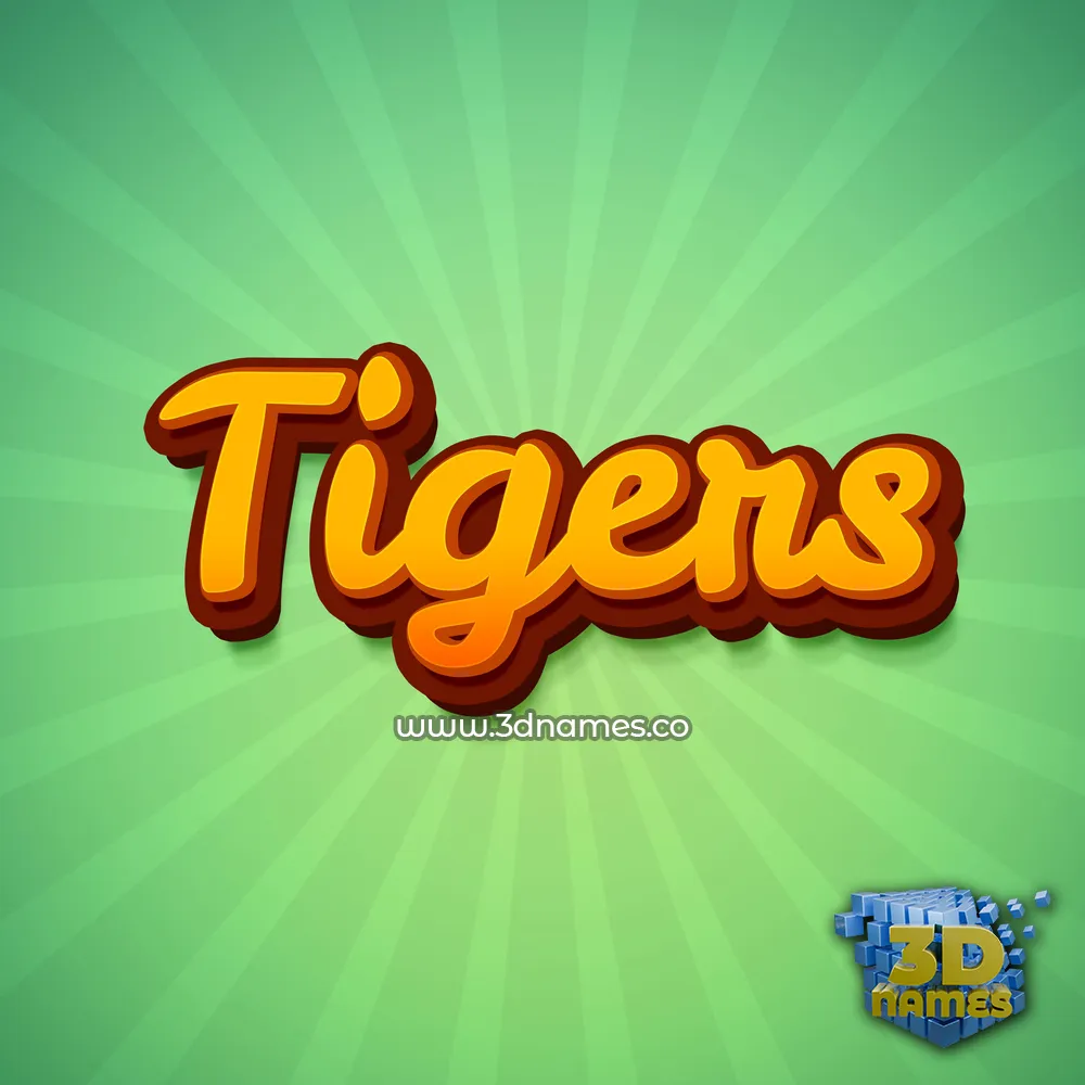 tigers in Green Rays style - 3D name wallpaper