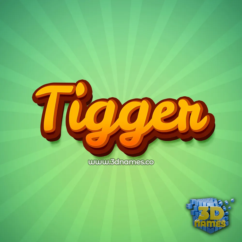 tigger in Green Rays style - 3D name wallpaper