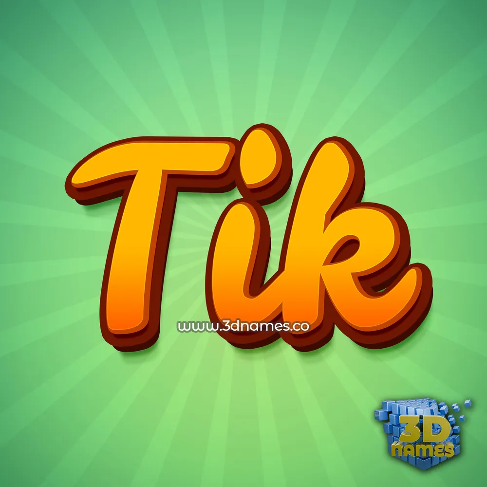 tik in Green Rays style - 3D name wallpaper