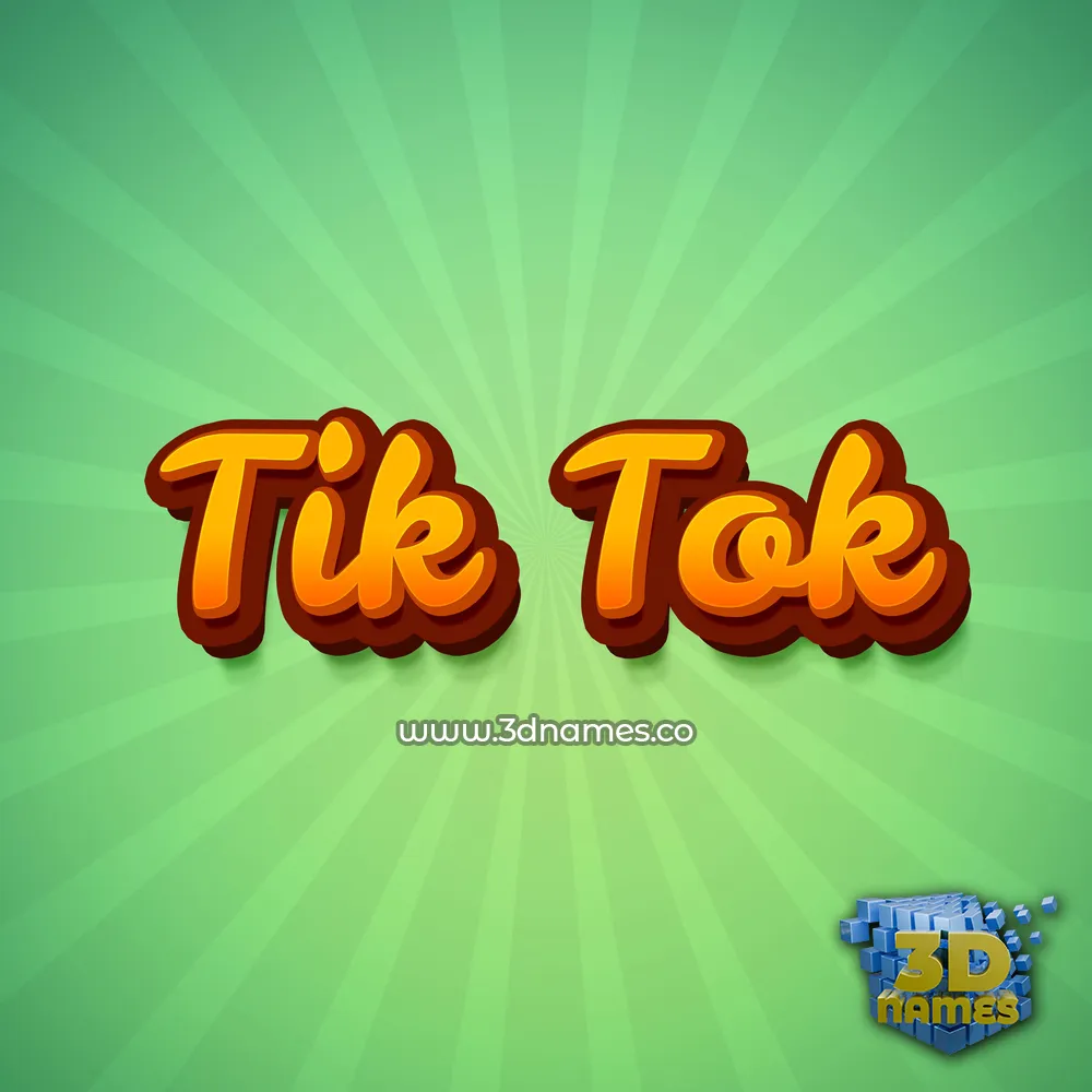 tik tok in Green Rays style - 3D name wallpaper