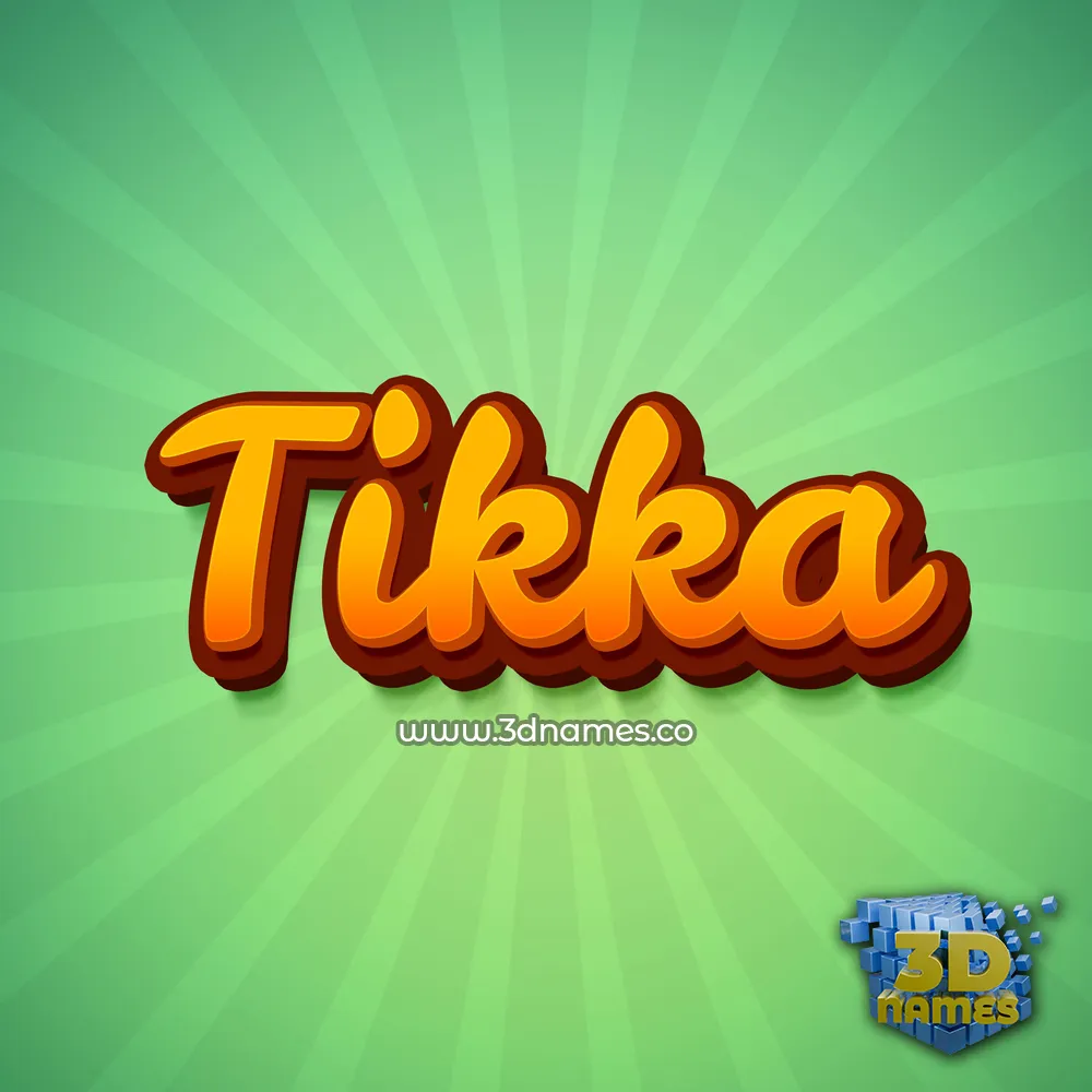 tikka in Green Rays style - 3D name wallpaper