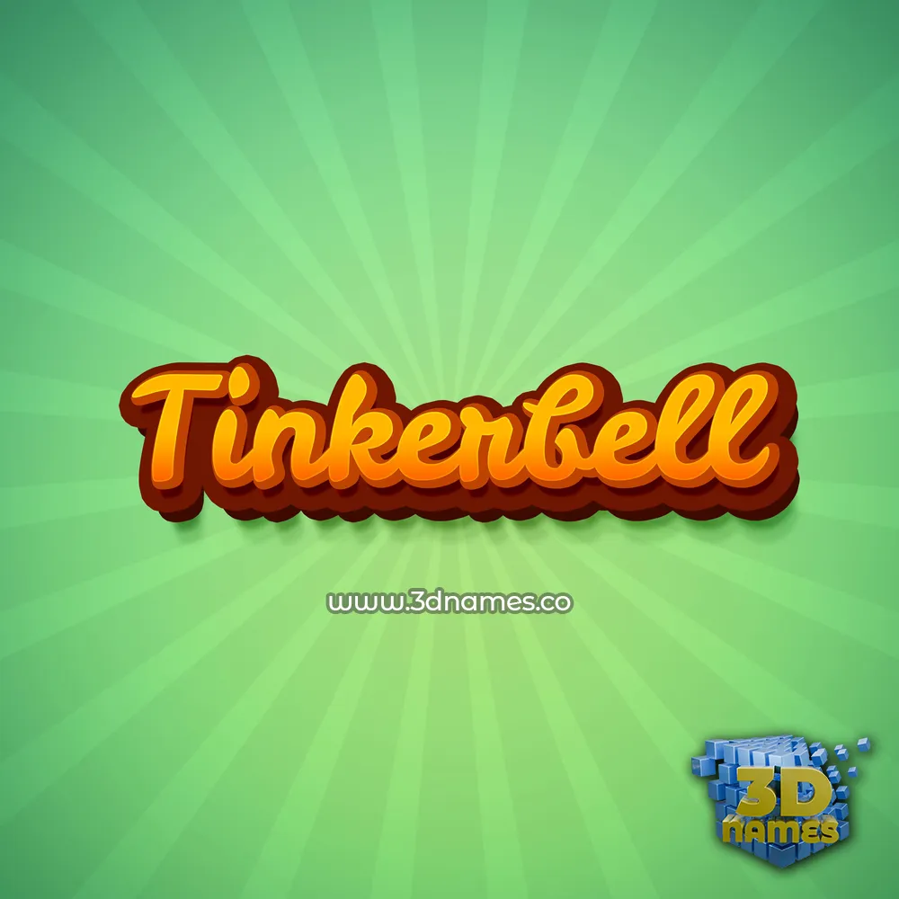 tinkerbell in Green Rays style - 3D name wallpaper