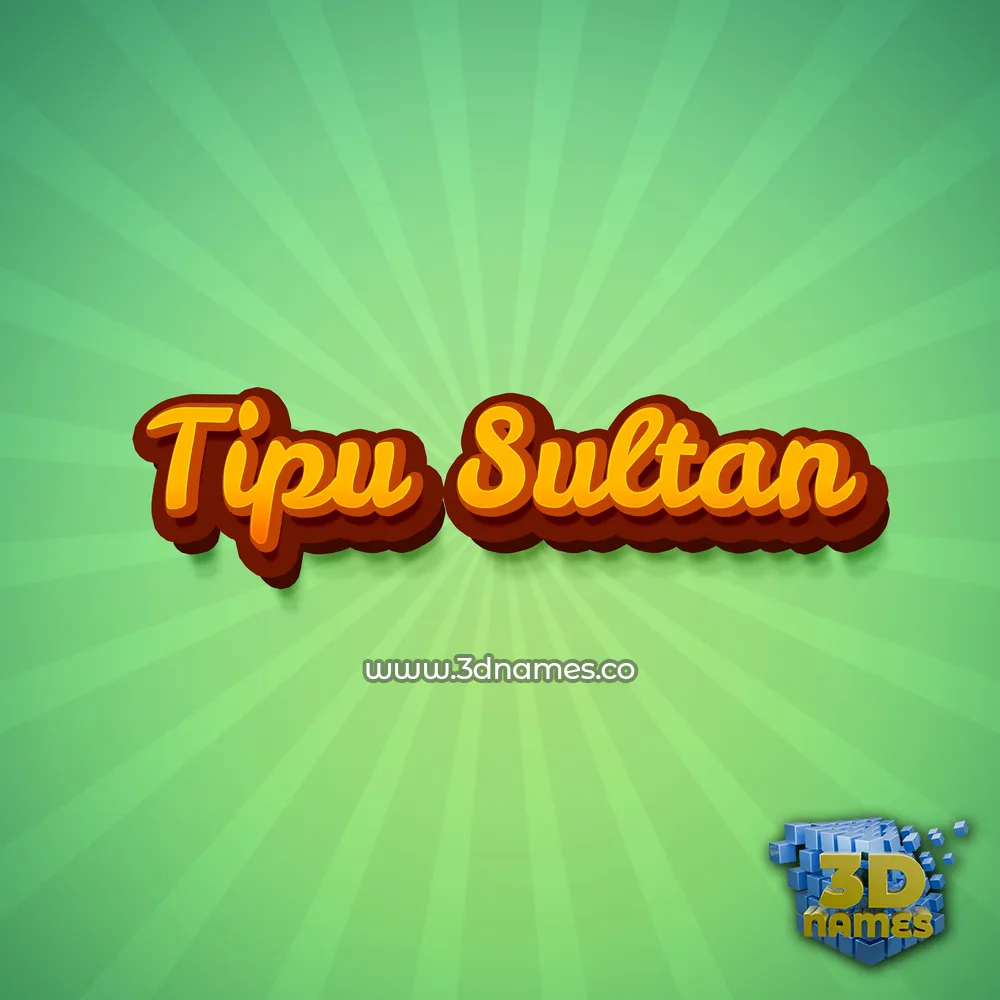 tipu sultan in Green Rays style - 3D name wallpaper