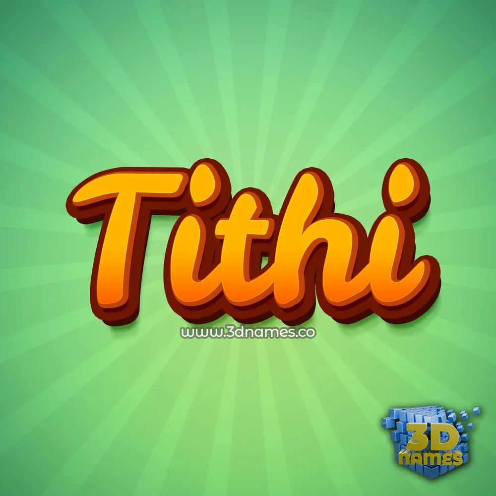 tithi in Green Rays style - 3D name wallpaper