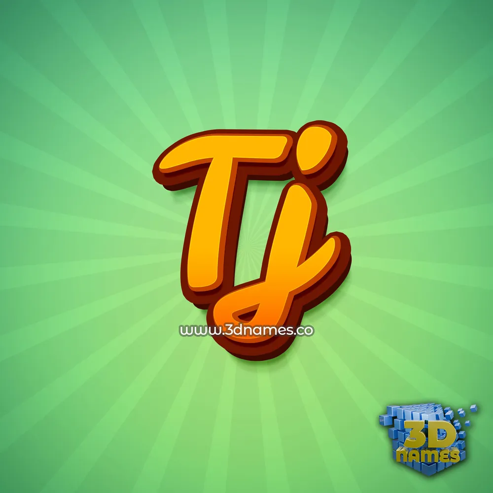 tj in Green Rays style - 3D name wallpaper