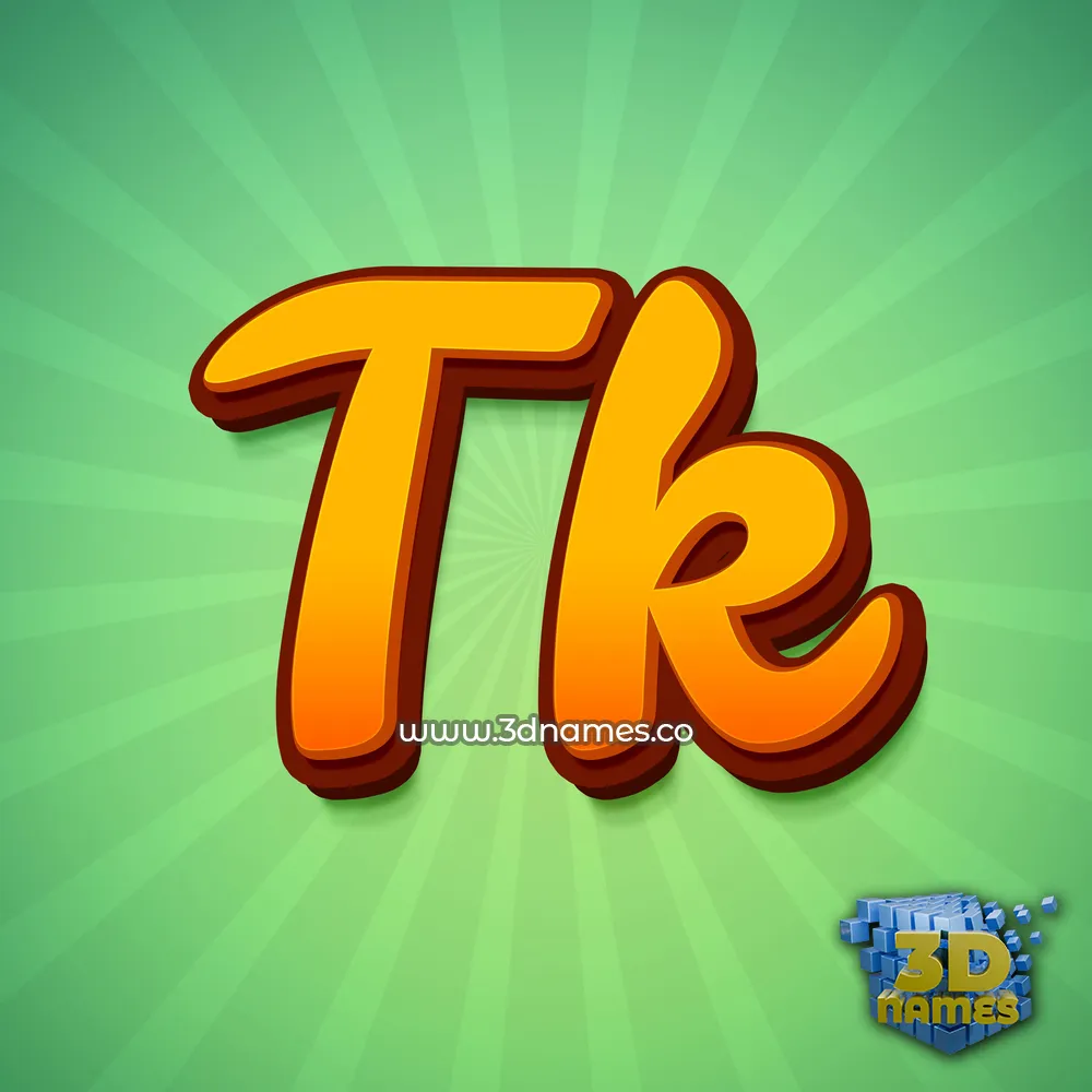 tk in Green Rays style - 3D name wallpaper