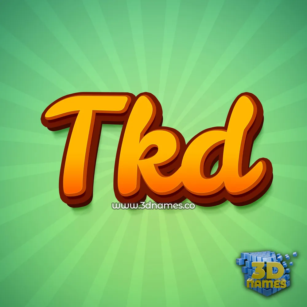tkd in Green Rays style - 3D name wallpaper