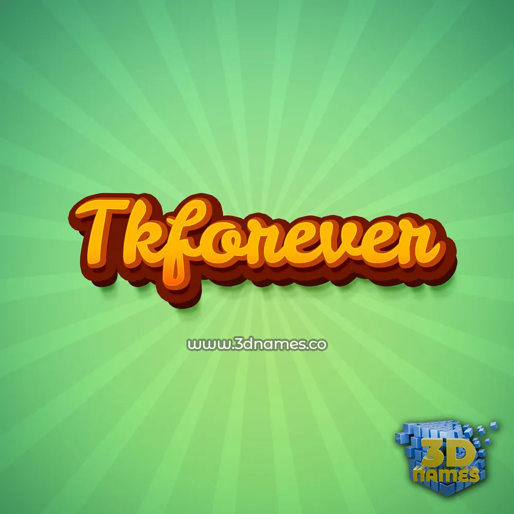 tkforever in Green Rays style - 3D name wallpaper