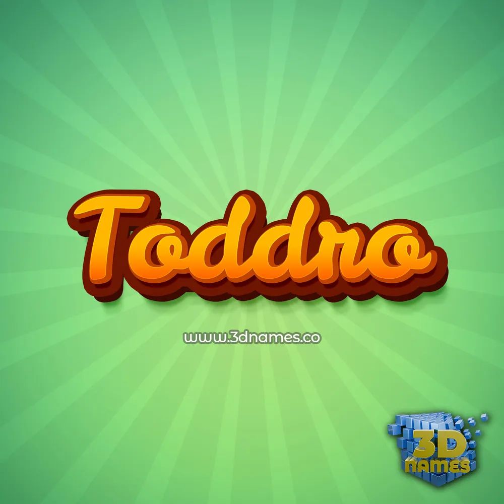 toddro in Green Rays style - 3D name wallpaper