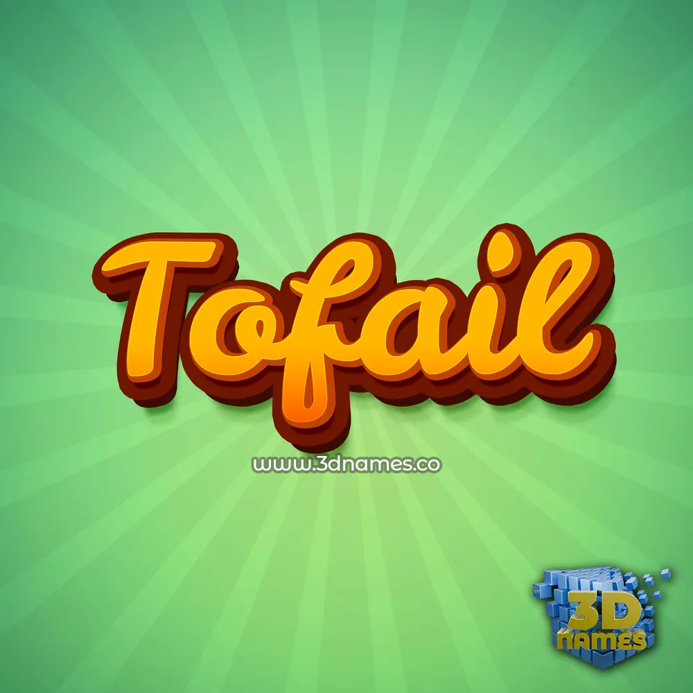 tofail in Green Rays style - 3D name wallpaper