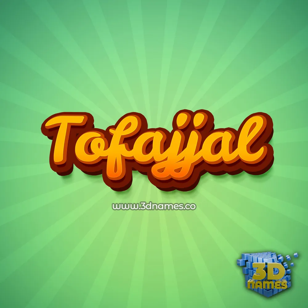 tofajjal in Green Rays style - 3D name wallpaper