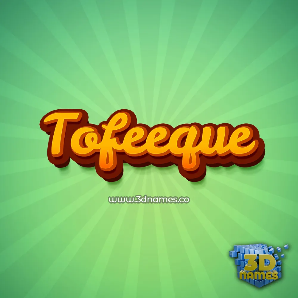 tofeeque in Green Rays style - 3D name wallpaper