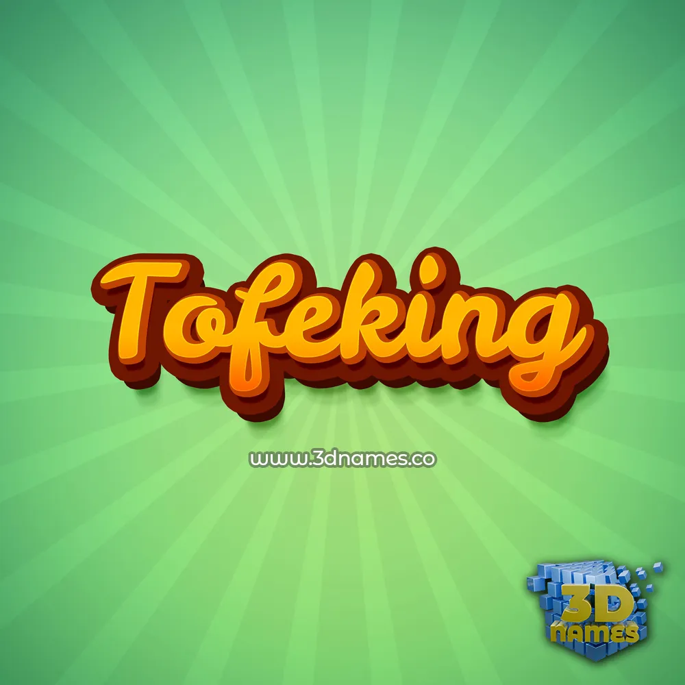 tofeking in Green Rays style - 3D name wallpaper