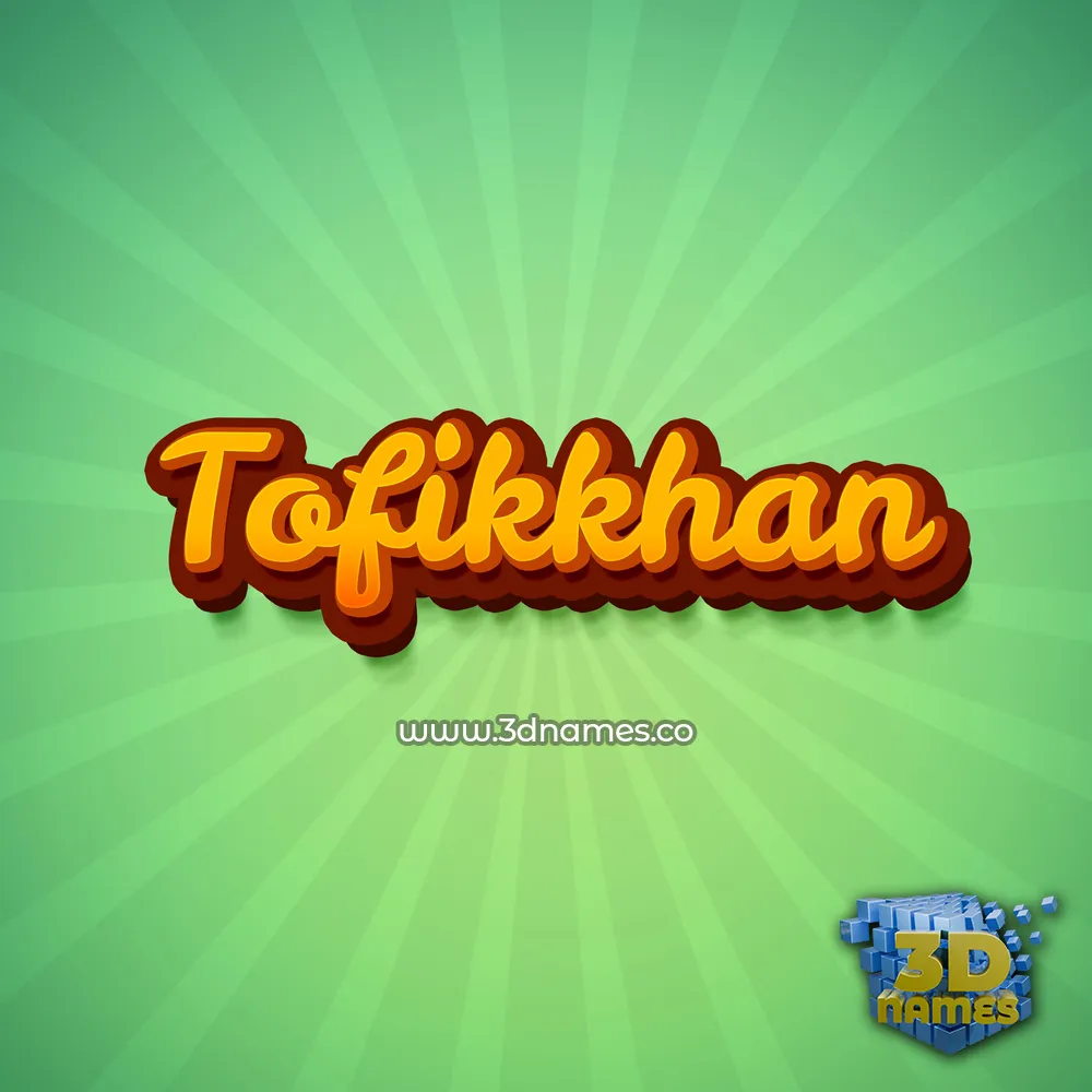 tofikkhan in Green Rays style - 3D name wallpaper