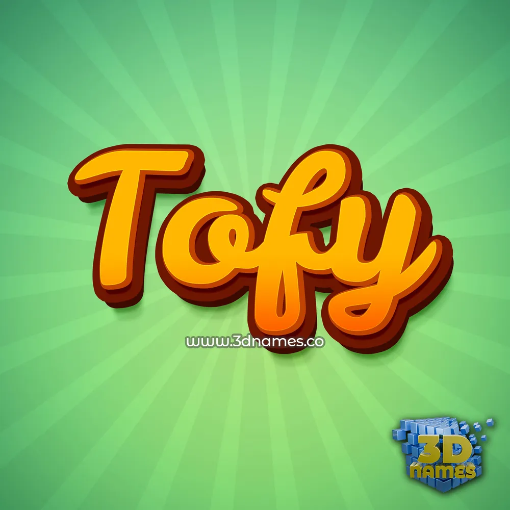 tofy in Green Rays style - 3D name wallpaper