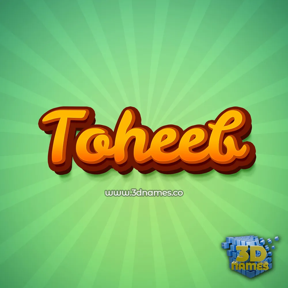 toheeb in Green Rays style - 3D name wallpaper